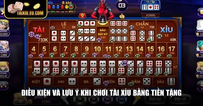 Điều kiện và lưu ý thưởng game tài xỉu tặng tiền
